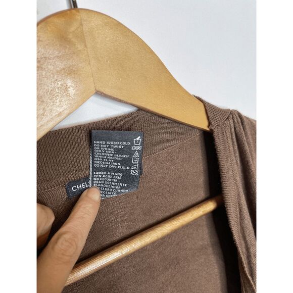 Chelsea & Theodore Western Brown Fringe Open Front Cardigan Sweater Knit‎ Top - Picture 6 of 6